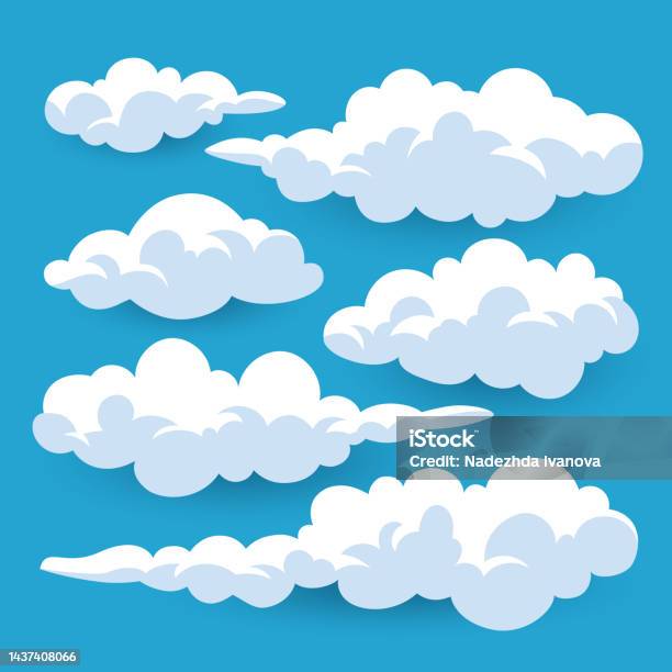 Cartoon Clouds Set Vector Illustration Stock Illustration - Download Image Now - Cloud - Sky, Cloudscape, Vector