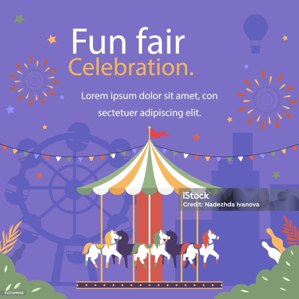 Fun Fair Program Hand Drawn Fun Fair Post Vector Illustration Stock Illustration ...