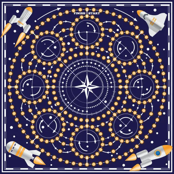 Vector illustration of A board game on the space theme.