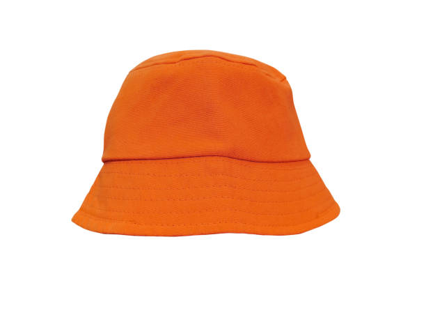 istock orange bucket hat isolated on white 1437418624
