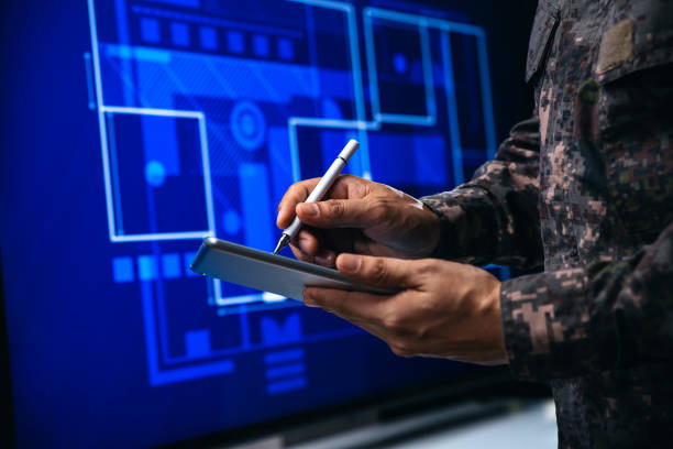 istock Soldiers checking to building plan management. 1437419841