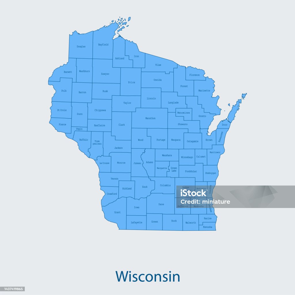 Wisconsin Country Wisconsin Map Stock Illustration - Download Image Now - Abstract ...