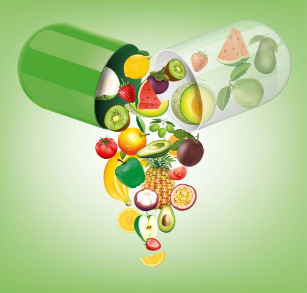 istock The medicinal capsule opens into a variety of fruits.illustration vector 1437419866