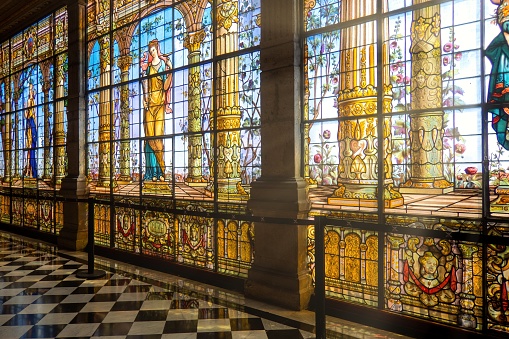 A Elegant stained glass windows of chapultepec castle in mexico