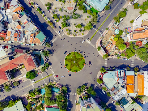 Taken by a drone from above in Nha Trang on a sunny day.