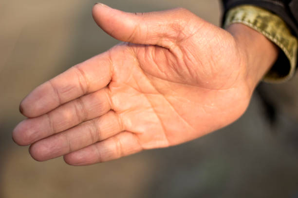 istock Five fingers are pressed together in one hand and the background blur 1437423870