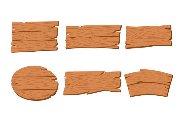 나무 사인 프레임 벡터 컬렉션 - cutting board plank wood isolated stock illustrations