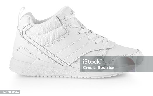 istock white women's winter sneakers isolated on white. Pair of trendy women 1437431542