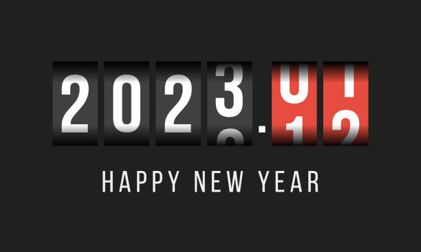 2023 с новым годом, поздравительная открытка в стиле одометра - odometer backgrounds black car stock illustrations