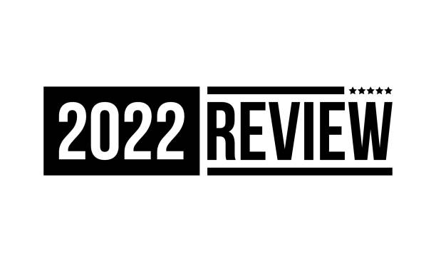 2022 review mit fünf sternen, vektorsymbol isoliert auf weißem hintergrund - the end report finishing document stock-grafiken, -clipart, -cartoons und -symbole