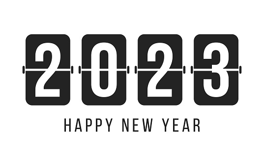 2023 happy new year, scoreboard styled greetings card