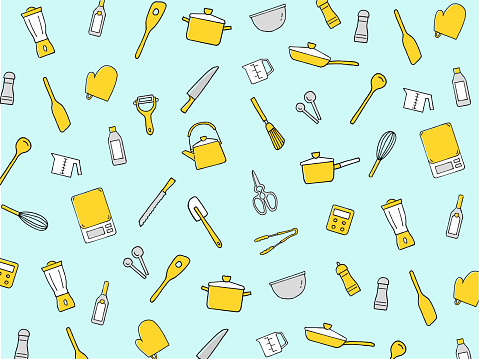 Kitchen utensils background pattern