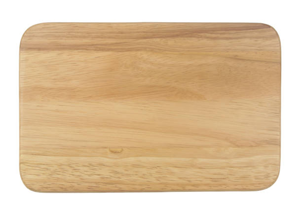 istock Wooden cutting board isolated on white 1437434166