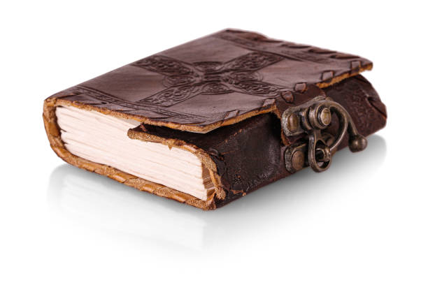 istock Antique leather notebook isolated on white background 1437435462
