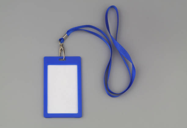 istock Blue badge with blue ribbon on gray background 1437437604