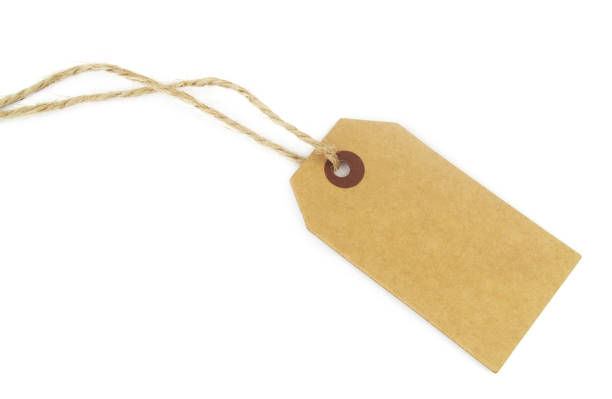 istock Carton label with rope isolated on white background 1437439161