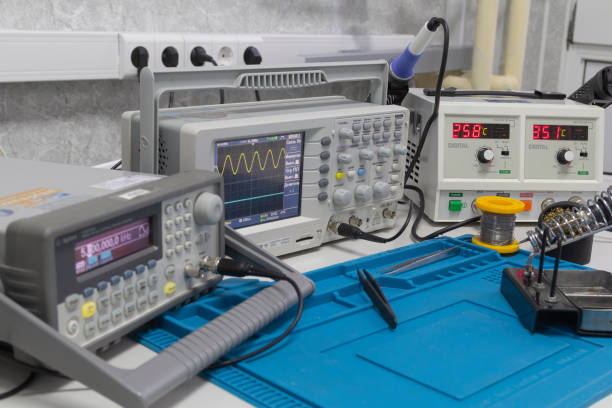 istock Power supplies and electronic measuring devices in the laboratory 1437441153