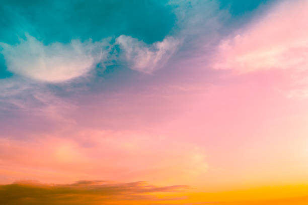 Colorful cloudy sky at sunset stock photo