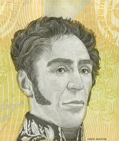 Simon Bolivar Portrait Pattern Design on Venezuelan Bolivar Currency