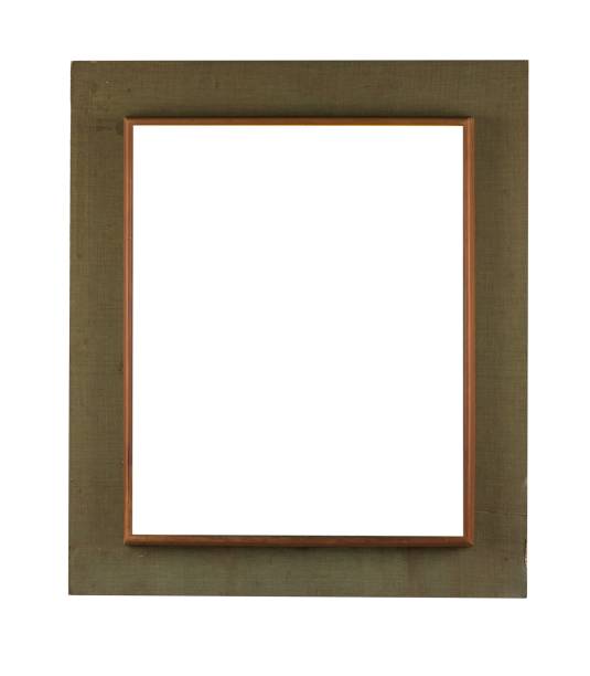 istock Wooden frame on a brown square texture isolated on a white background 1437451919