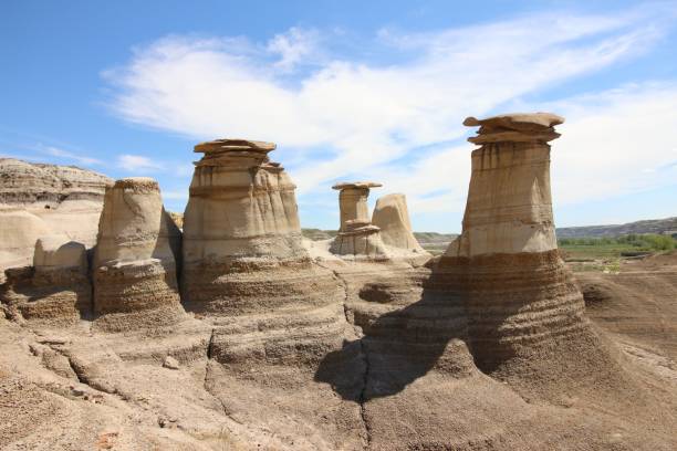 Beautiful view of The Hoodoos, also known as the Badlands, in Lethbridge, Alberta, Canada A beautiful view of The Hoodoos, also known as the Badlands, in Lethbridge, Alberta, Canada lethbridge alberta stock pictures, royalty-free photos & images
