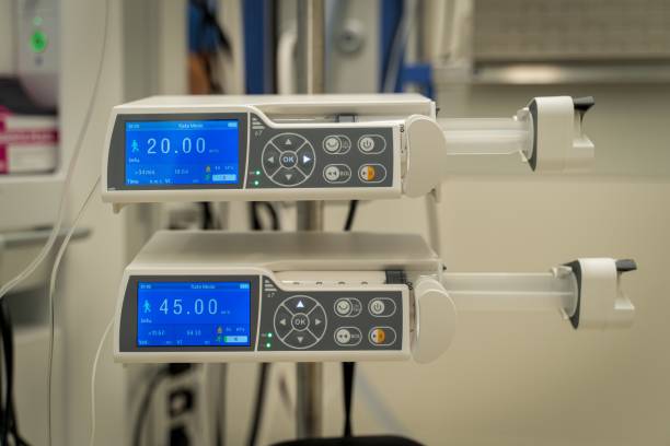 Selective focus shot of  Braun infusion pumps with nebulizers