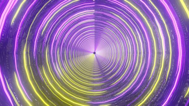 istock Abstract psychedelic purple and yellow tunnel 1437456964