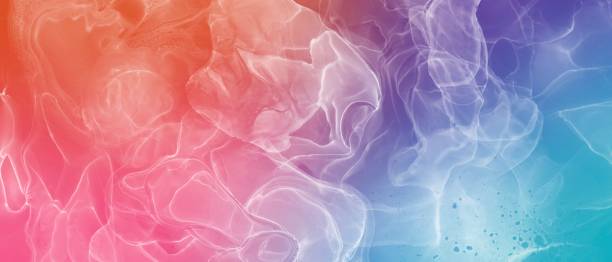 istock Alcohol Ink Art Abstract Background. Pink, Orange, Light Blue, Purple Gradient Evening Horizontal Template 1437457873