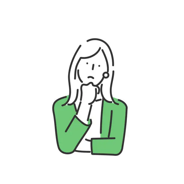 Vector illustration of Business person in a thinking pose with arms crossed.