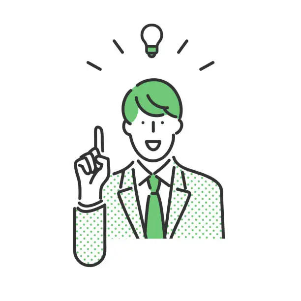 Vector illustration of Businessperson who came up with the idea