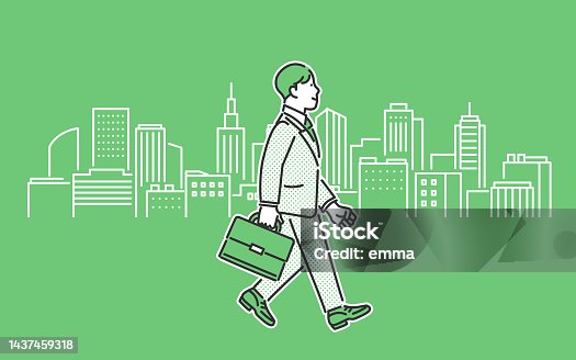 istock businessperson walking in an office district. 1437459318