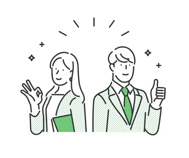 Vector illustration of business people posing with positive expressions.