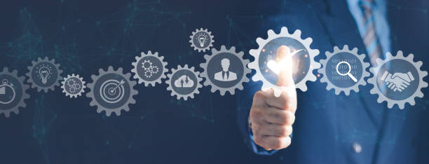 istock Business process management and automation with person validating document in workflow. Digital transformation, BPM and RPA to increase efficiency and productivity at work. 1437460600