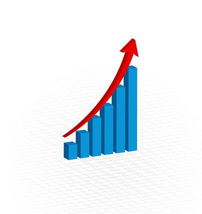 Inflation concept with one hundred American dollar bill with finance graph and moving up arrows