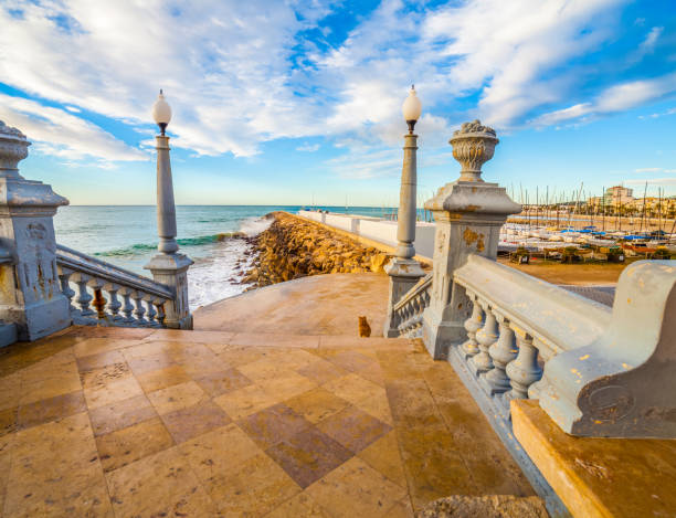 Small resort town Sitges stock photo