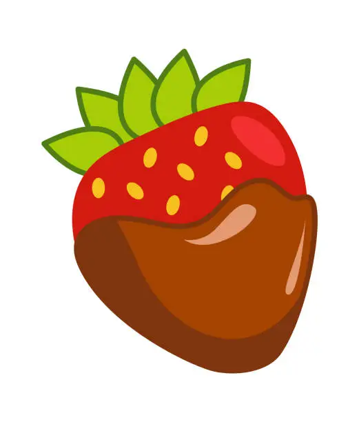 Vector illustration of Strawberry in chocolate. Vector illustration