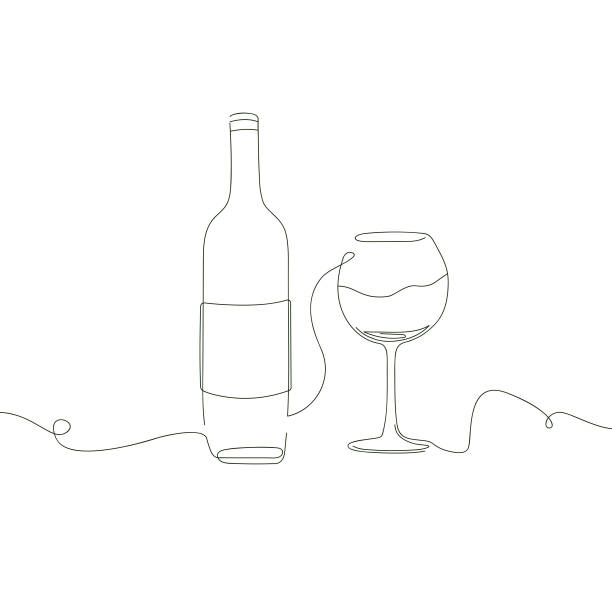 ilustrações de stock, clip art, desenhos animados e ícones de wine bottle and wineglass icon vector design. - wine winetasting cellar bottle