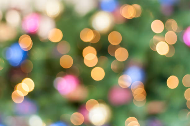 istock Abstract bokeh background with blurred yellow lights 1437474313