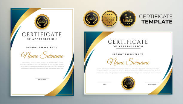 professional multipurepose certificate template set of two professional multipurepose certificate template set of two vector award certificate stock illustrations