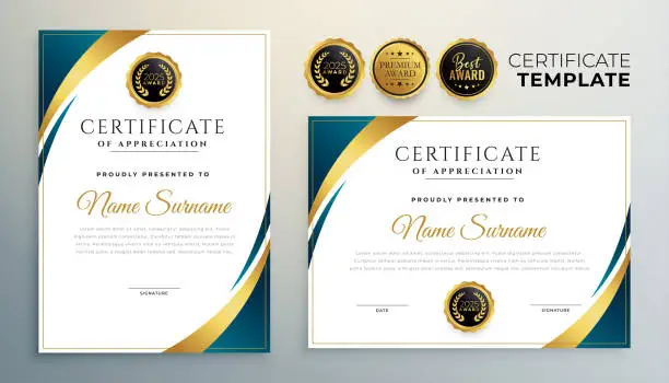 Vector illustration of professional multipurepose certificate template set of two