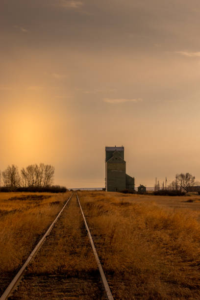 istock Grain elevator stans next to rail tracks Herrington Alberta Canada 1437478066