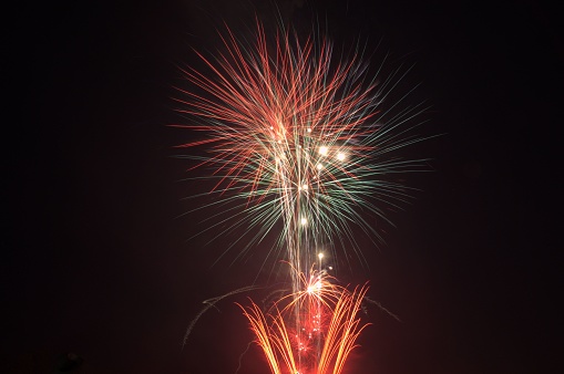 A colorful copyleft fireworks at night