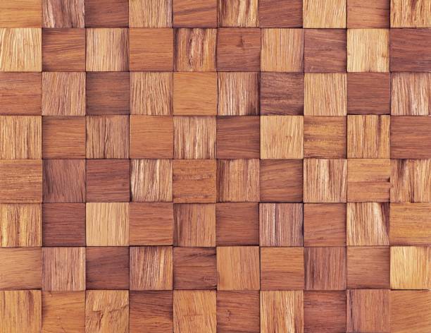 istock Wood veneer texture with square-cut wood pieces 1437479750
