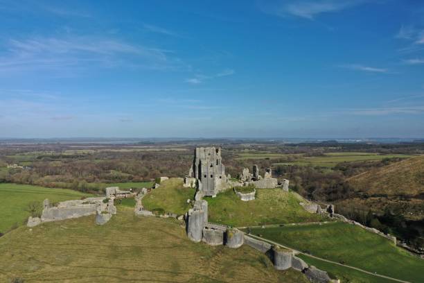 istock High angle of Corfe Castle and surrounding countryside 1437484822