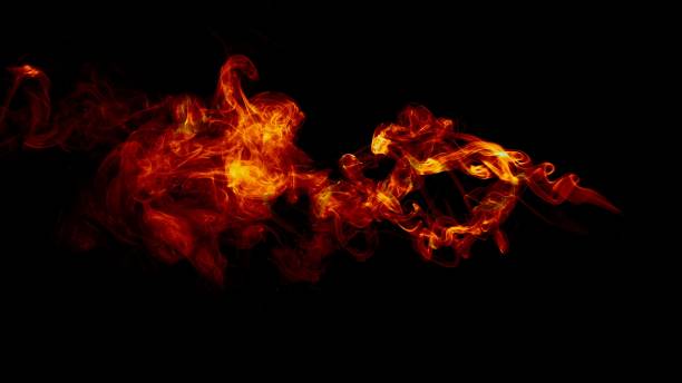 istock Cloud of orange smoke on a black background - perfect for cool wallpapers 1437485324