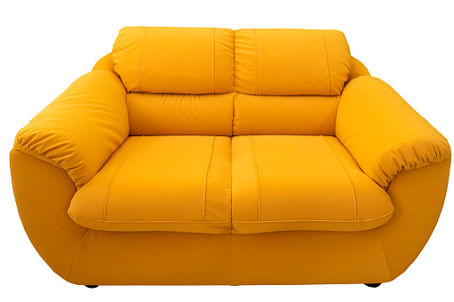 yellow comfortable sofa on a transparent background