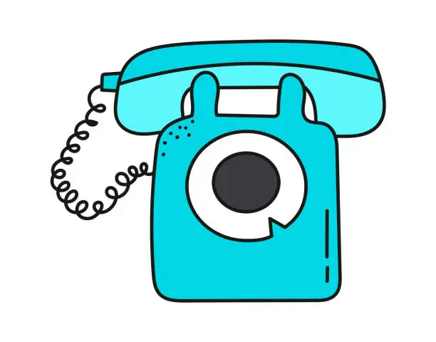 Vector illustration of Old Phone Icon. Retro Style Dial Telephone. Vector illustration