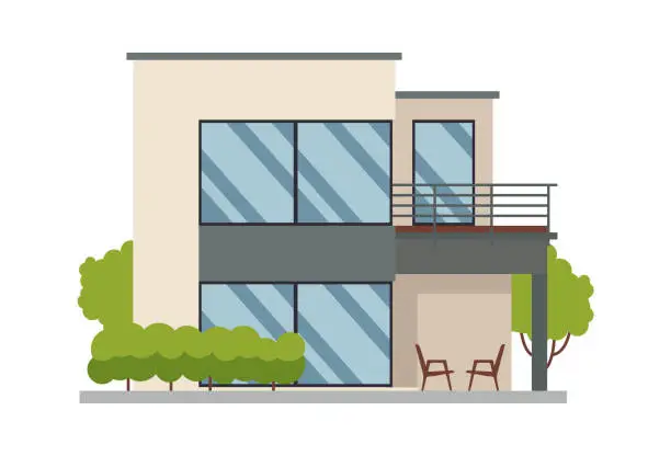 Vector illustration of Modern cottage house. Vector illustration