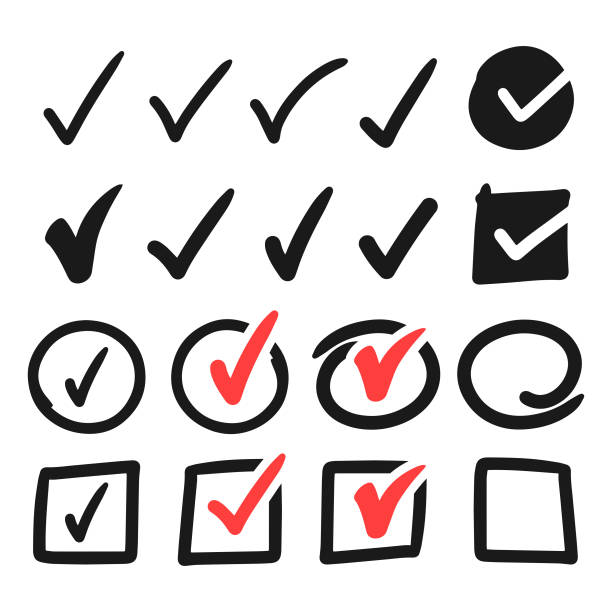 Check Mark Hand Drawn Icon Set. Scalable to any size. Vector illustration EPS 10 file. checkbox stock illustrations