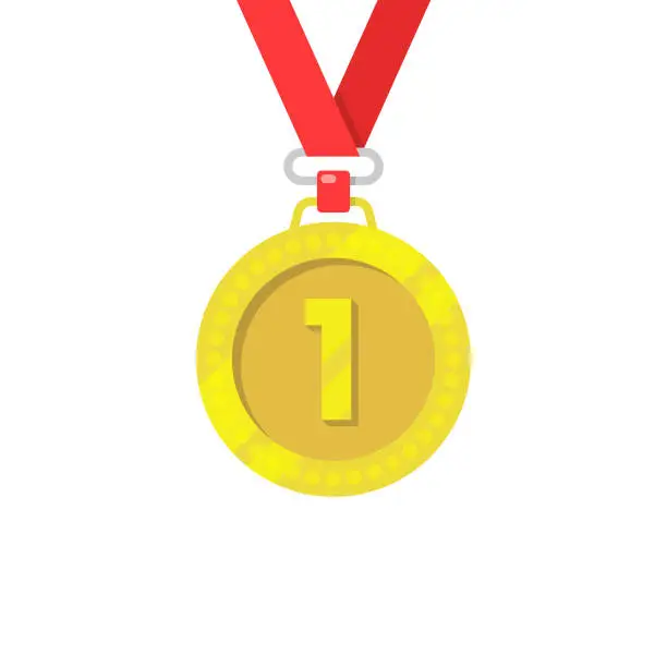 Vector illustration of Medal Icon Flat Design.